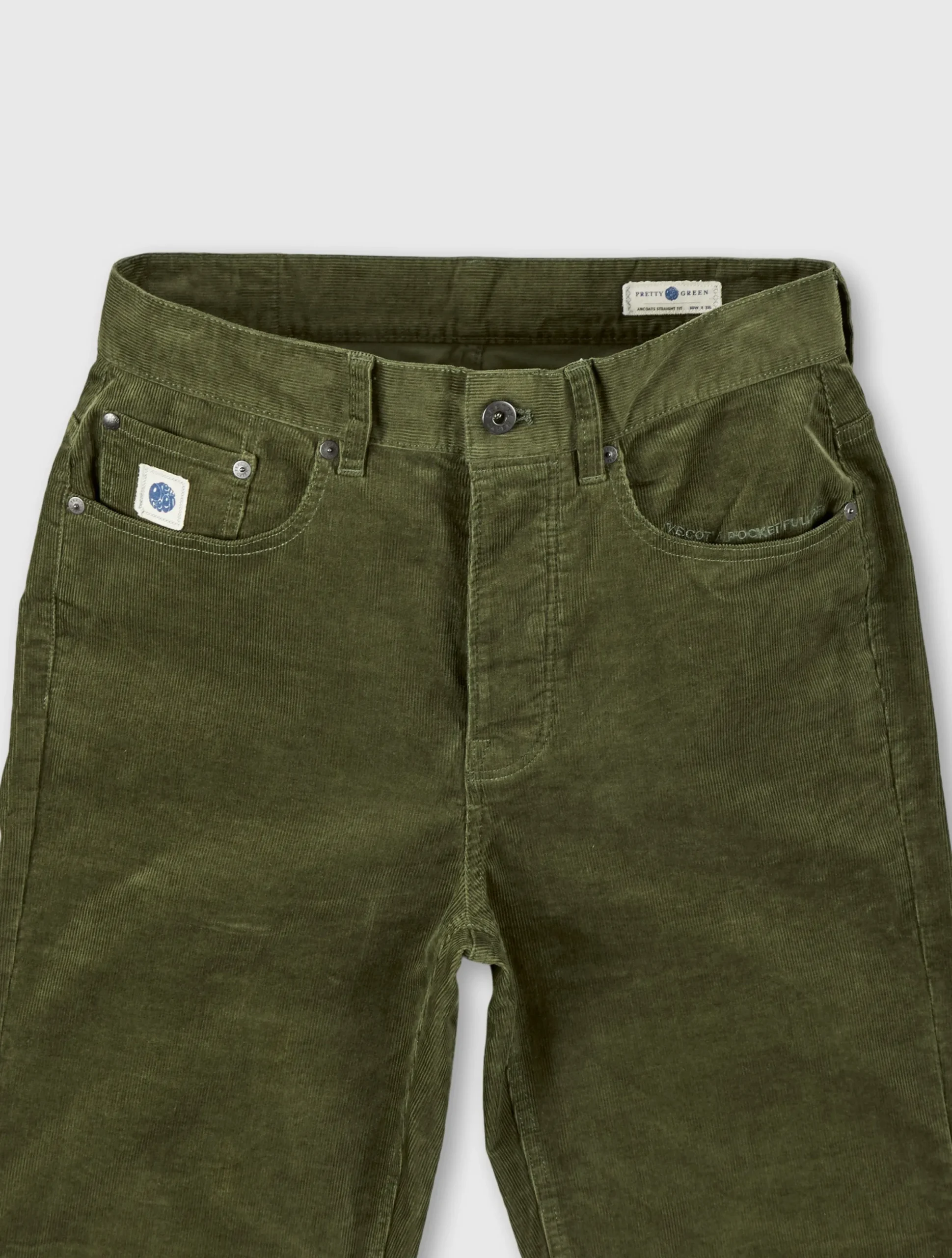Pretty Green Straight Fit Cords Khaki Discount