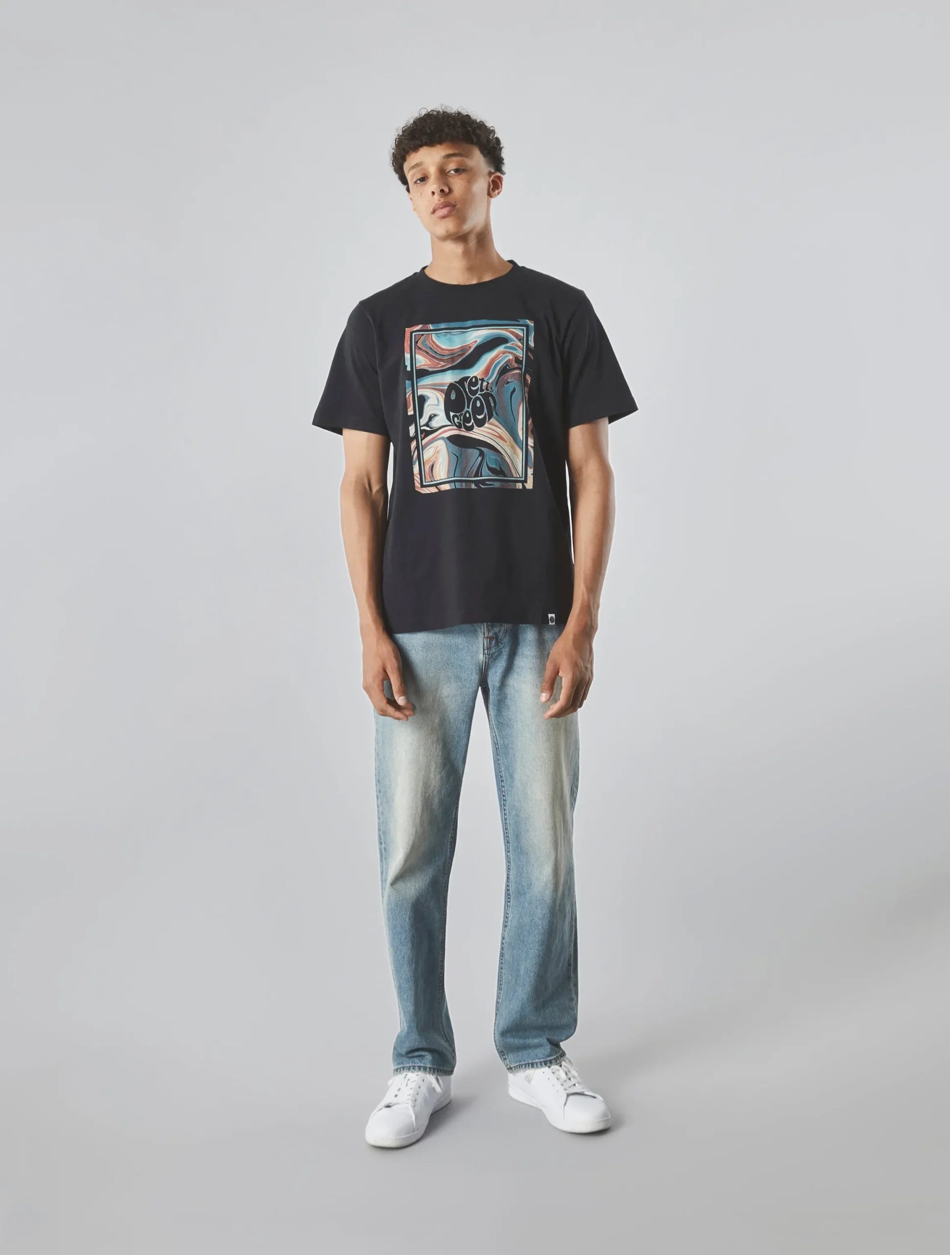 Pretty Green Sundown Box Logo T-shirt Black Fashion
