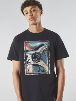 Pretty Green Sundown Box Logo T-shirt Black Fashion