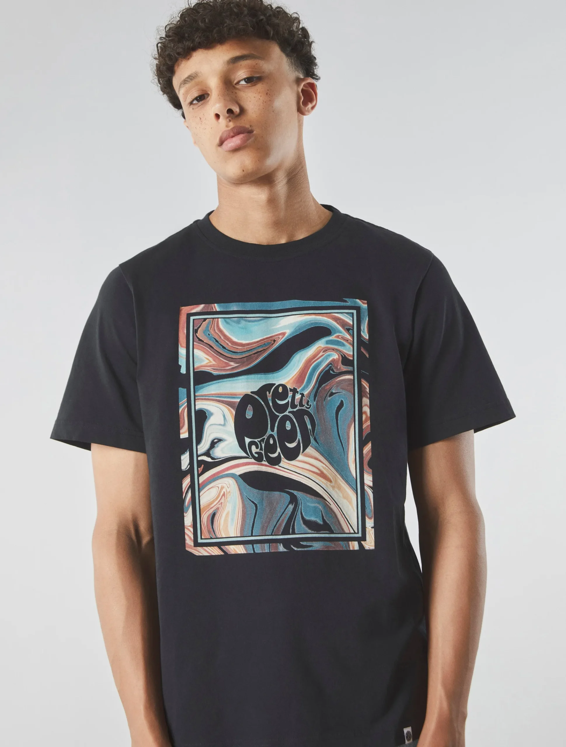 Pretty Green Sundown Box Logo T-shirt Black Fashion