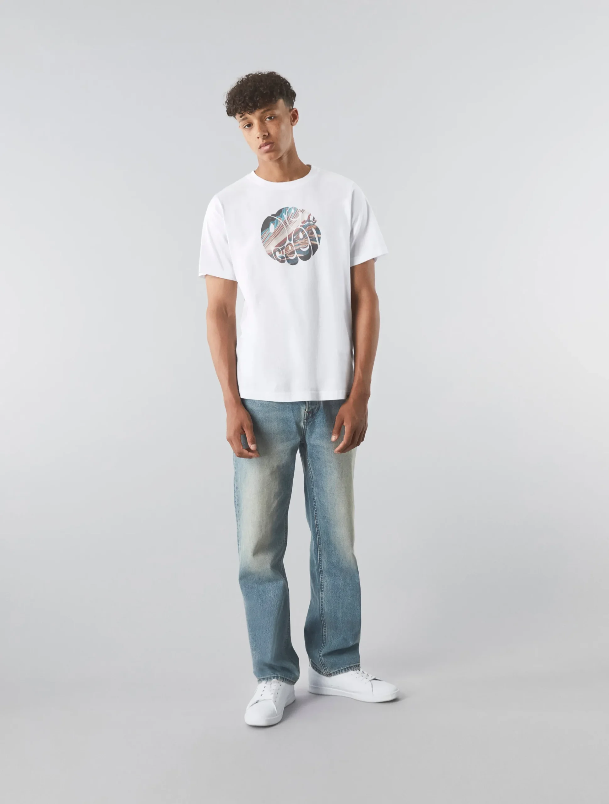 Pretty Green Sundown Logo T-shirt White Shop