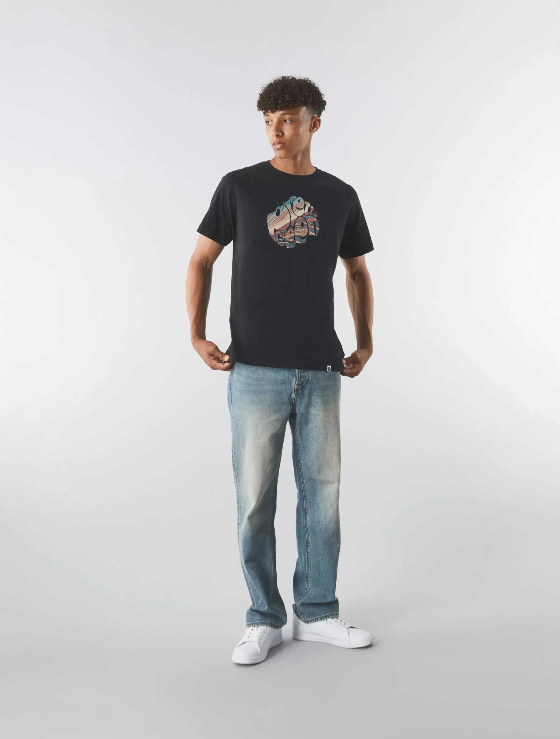 Pretty Green Sundown Logo T-shirt Black Online
