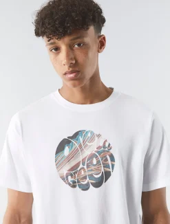 Pretty Green Sundown Logo T-shirt White Shop