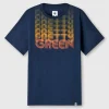 Pretty Green Text Fade T-shirt Navy New