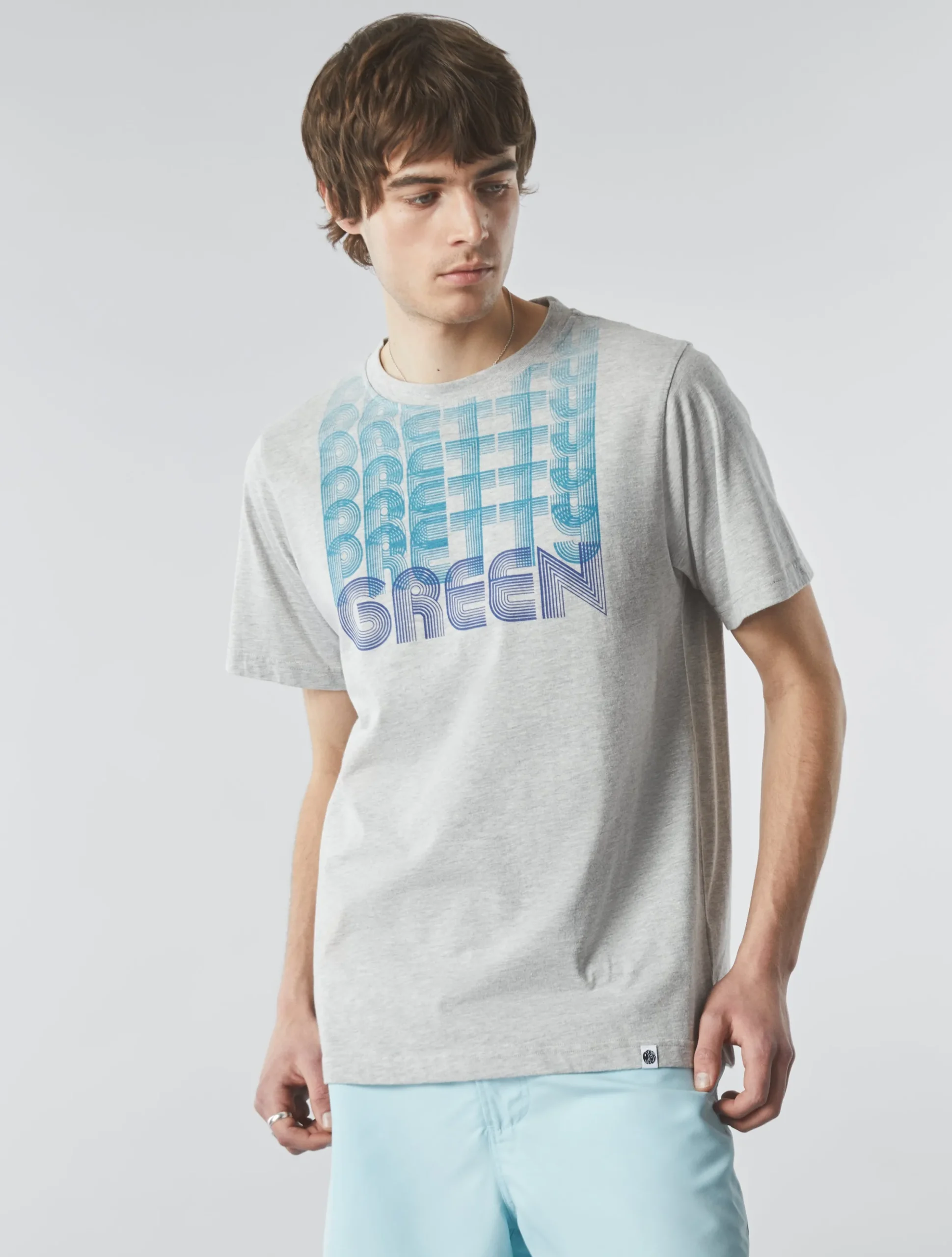 Pretty Green Text Fade T-shirt Grey Fashion