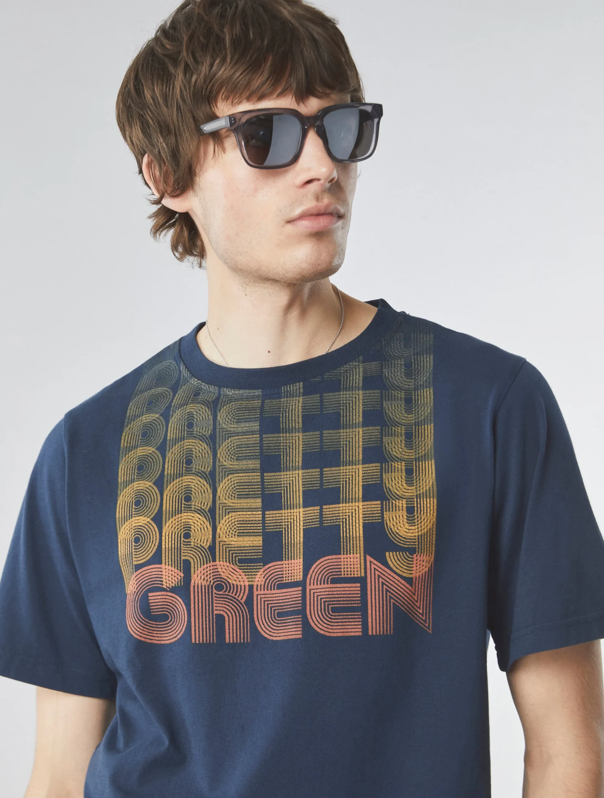 Pretty Green Text Fade T-shirt Navy New