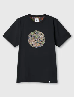 Pretty Green 15th Anniversary Paisley Logo T-shirt Black New