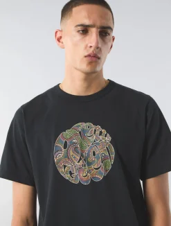 Pretty Green 15th Anniversary Paisley Logo T-shirt Black New