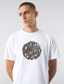 Pretty Green 15th Anniversary Paisley Logo T-shirt White Online