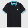 Pretty Green Tilby Contrast Collar Polo Black Flash Sale