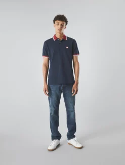 Pretty Green Tilby Contrast Collar Polo Navy Clearance