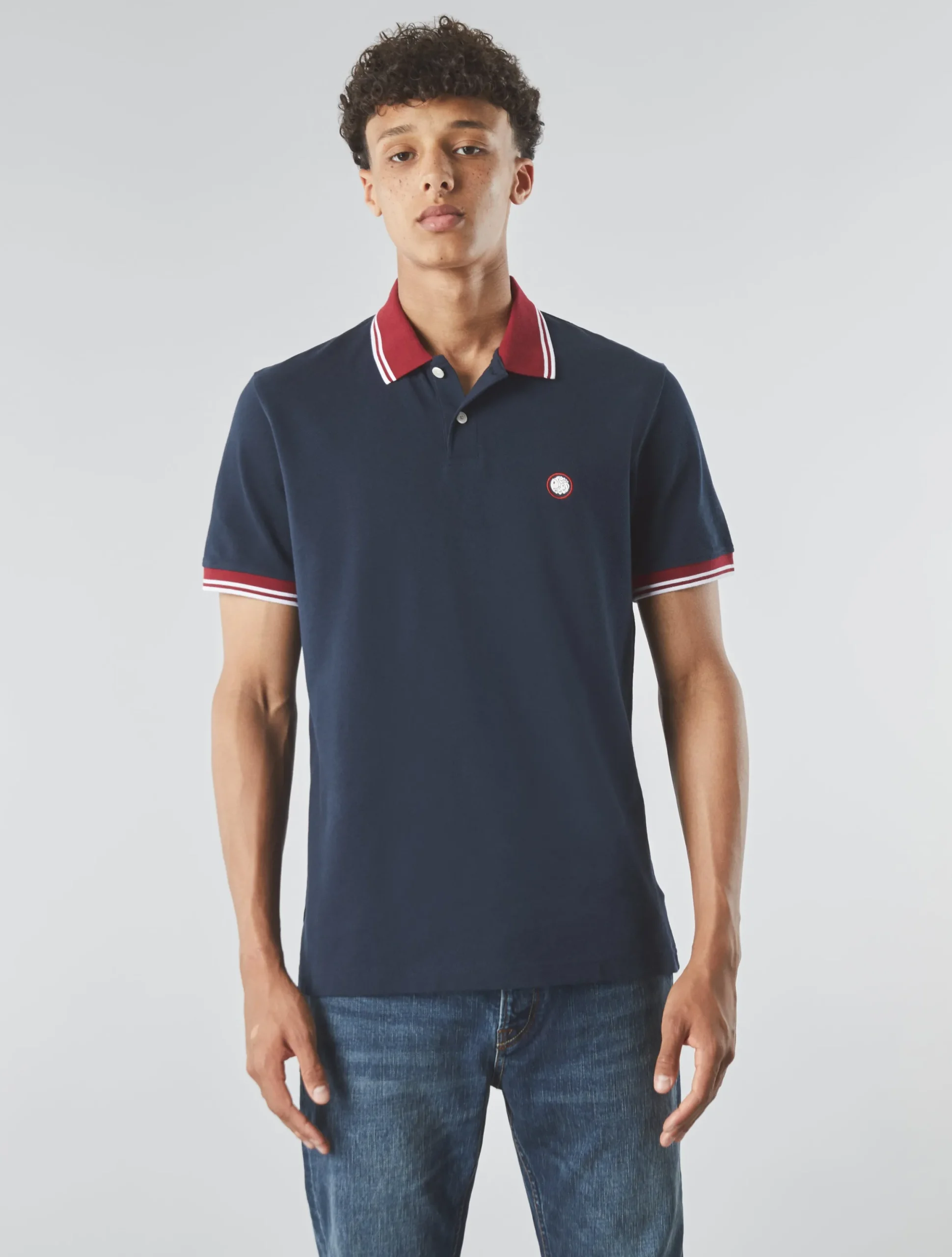 Pretty Green Tilby Contrast Collar Polo Navy Clearance