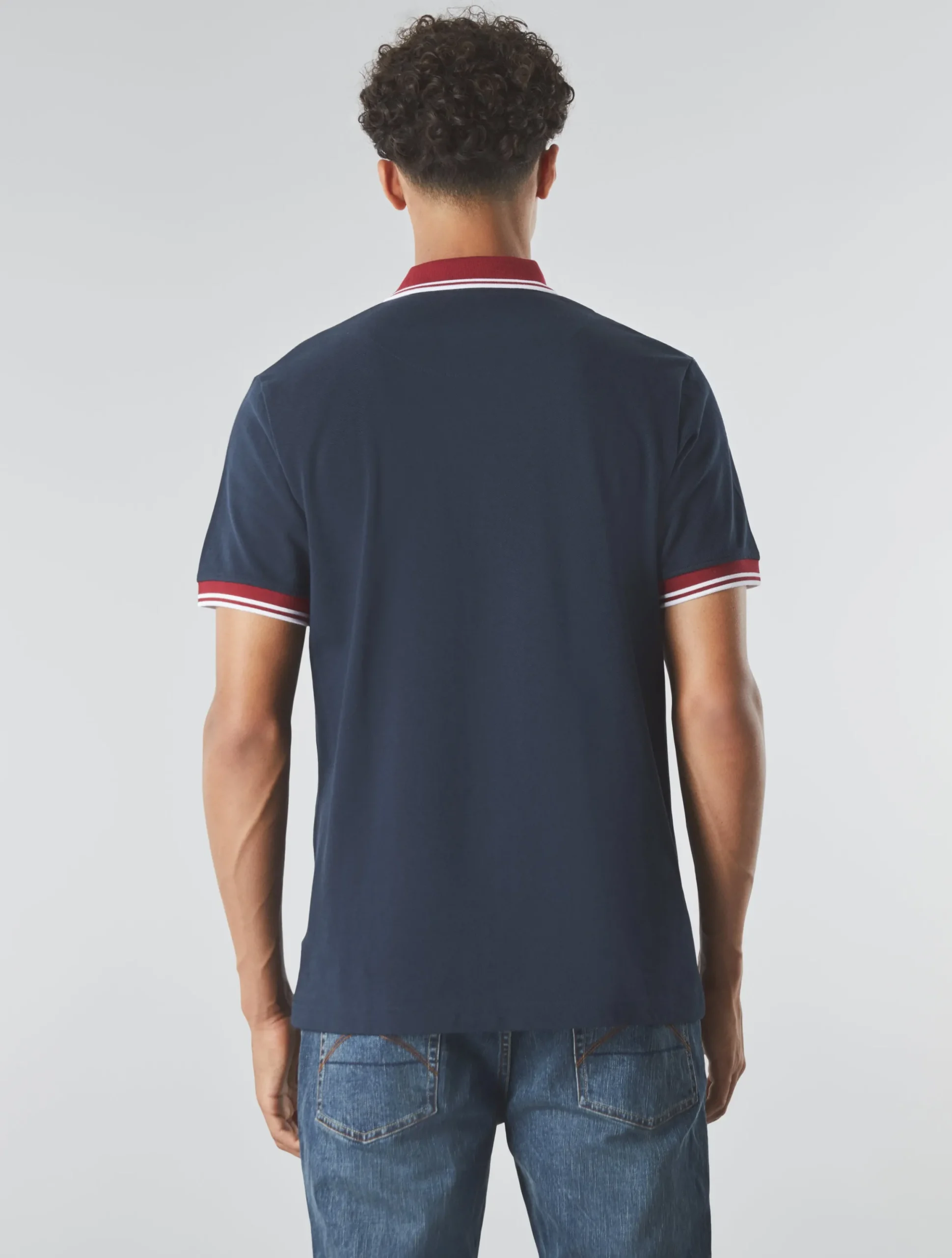 Pretty Green Tilby Contrast Collar Polo Navy Clearance