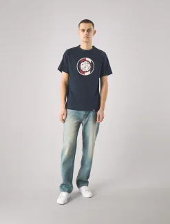 Pretty Green Tilby Logo T-shirt Navy Outlet