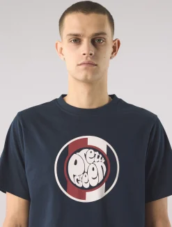 Pretty Green Tilby Logo T-shirt Navy Outlet