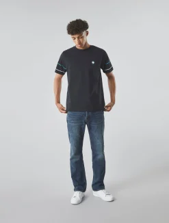 Pretty Green Tilby Sleeve Stripe T-shirt Black Clearance