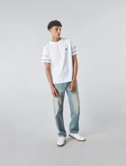 Pretty Green Tilby Sleeve Stripe T-shirt White Cheap