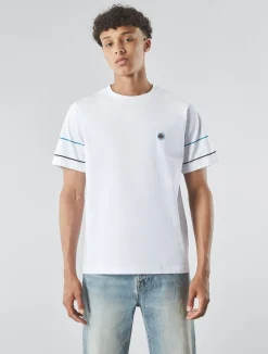 Pretty Green Tilby Sleeve Stripe T-shirt White Cheap