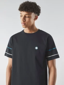 Pretty Green Tilby Sleeve Stripe T-shirt Black Clearance