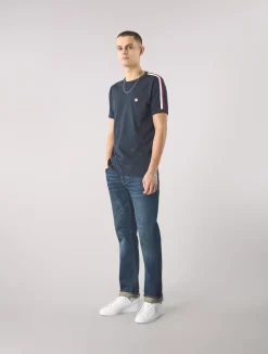 Pretty Green Tilby Tape T-shirt Navy Cheap