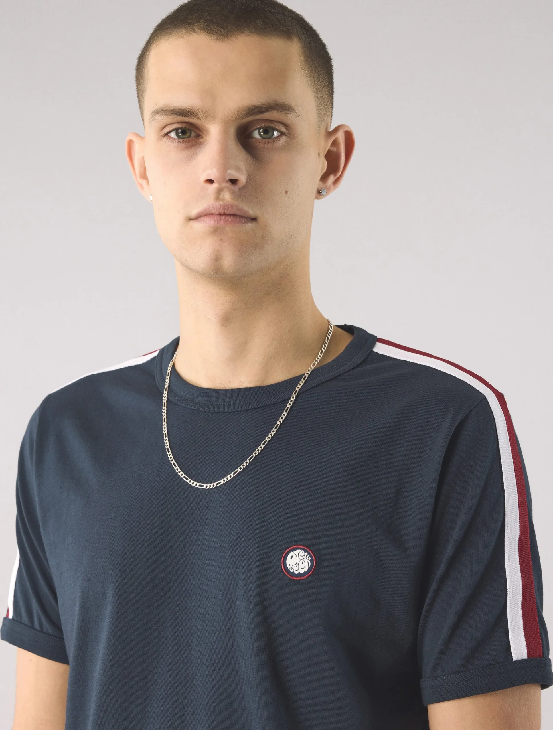 Pretty Green Tilby Tape T-shirt Navy Cheap