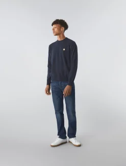 Pretty Green Tipped Knit Jumper Navy Discount