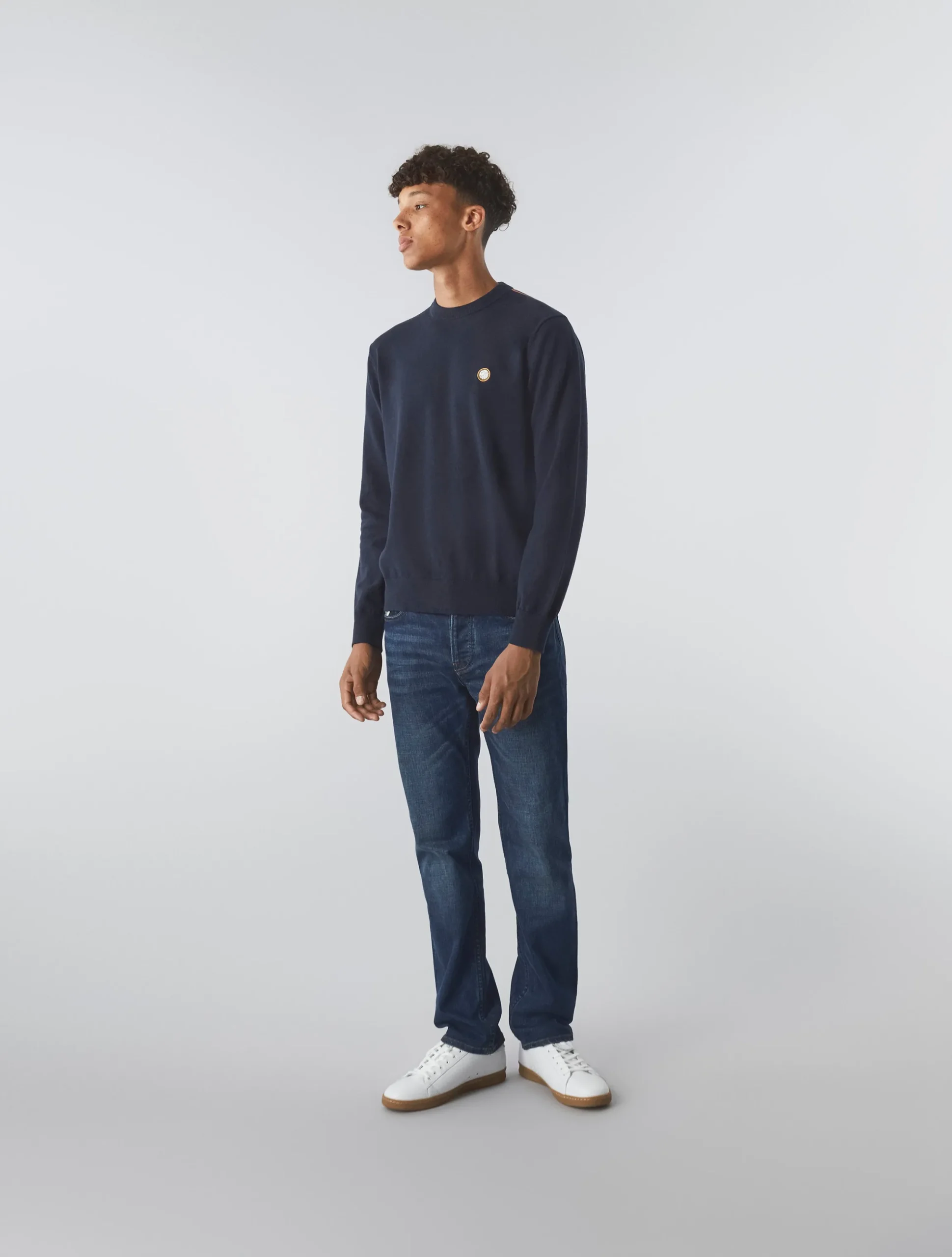Pretty Green Tipped Knit Jumper Navy Discount