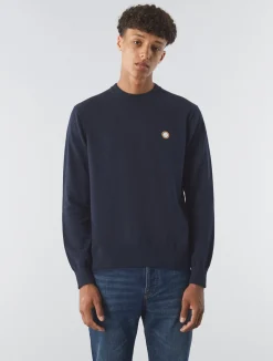 Pretty Green Tipped Knit Jumper Navy Discount