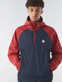 Pretty Green Travis Colourblock Overhead Jacket Navy New