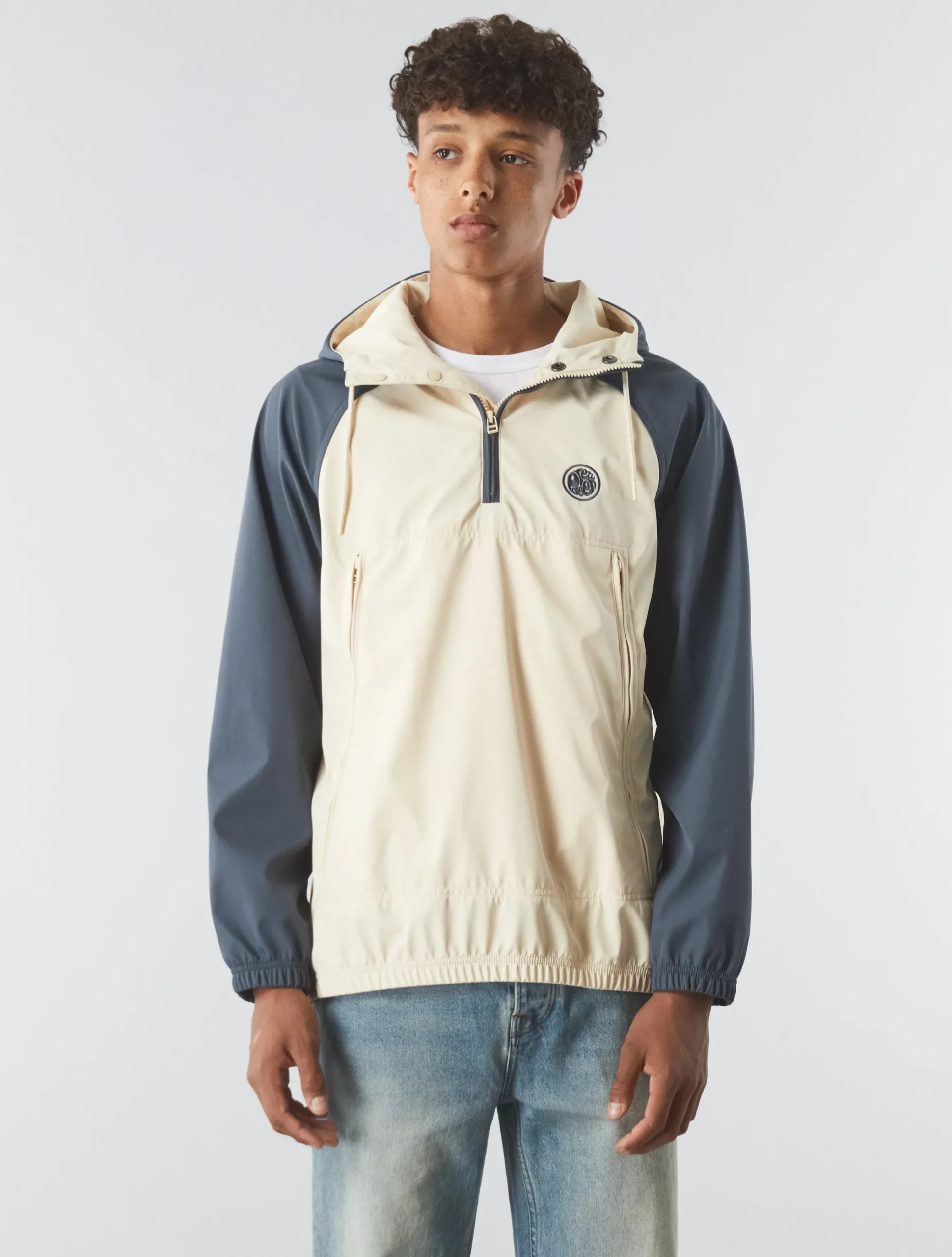 Pretty Green Travis Colourblock Overhead Jacket Stone Cheap