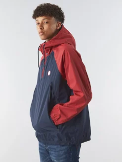 Pretty Green Travis Colourblock Overhead Jacket Navy New