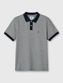 Pretty Green Travis Jacquard Polo Navy Hot