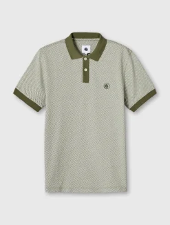 Pretty Green Travis Jacquard Polo Khaki Cheap