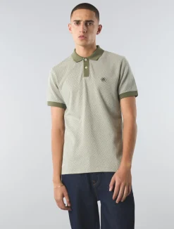 Pretty Green Travis Jacquard Polo Khaki Cheap