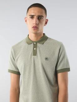 Pretty Green Travis Jacquard Polo Khaki Cheap