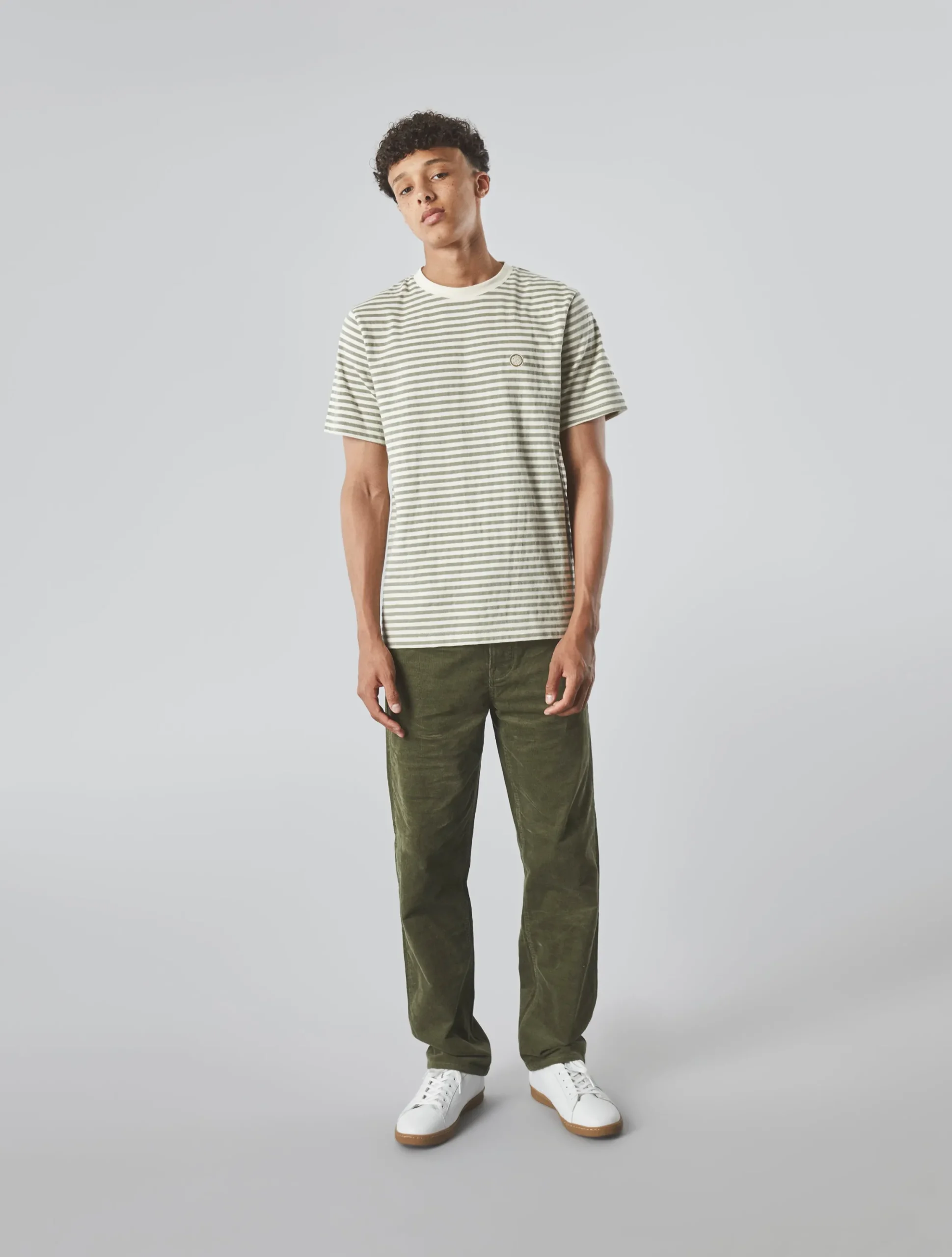 Pretty Green Travis Stripe T-shirt Khaki Shop