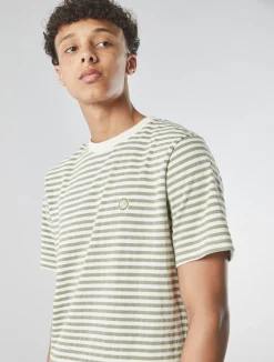 Pretty Green Travis Stripe T-shirt Khaki Shop