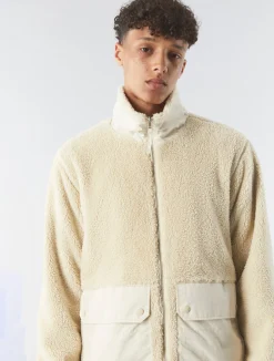 Pretty Green Wonderwall Borg Jacket Stone Best Sale