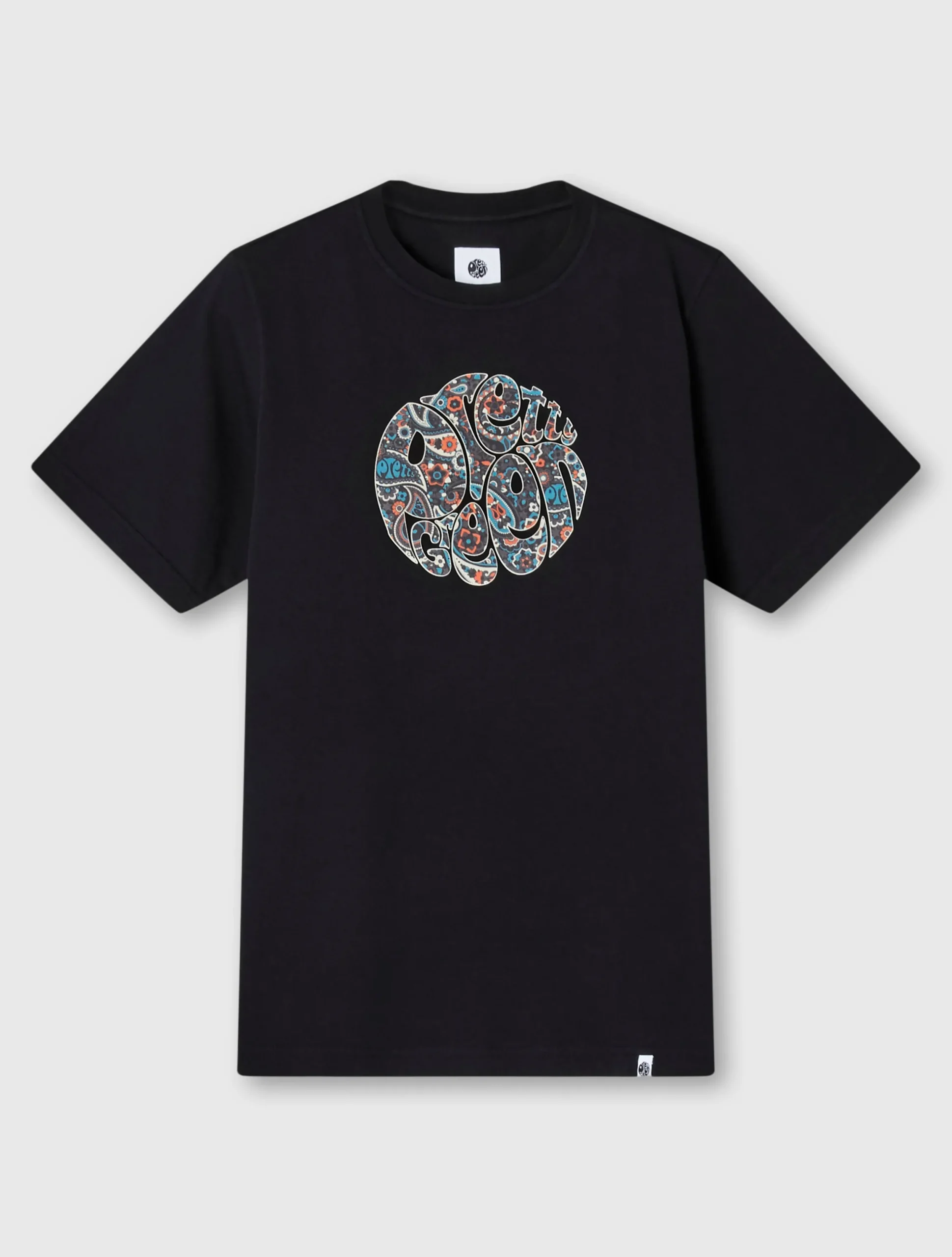 Pretty Green Wonderwall Paisley Logo T-shirt Black Store