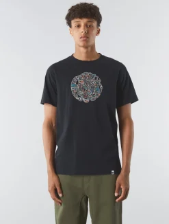 Pretty Green Wonderwall Paisley Logo T-shirt Black Store