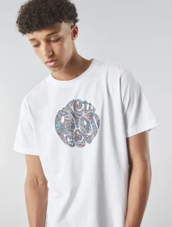 Pretty Green Wonderwall Paisley Logo T-shirt White Fashion