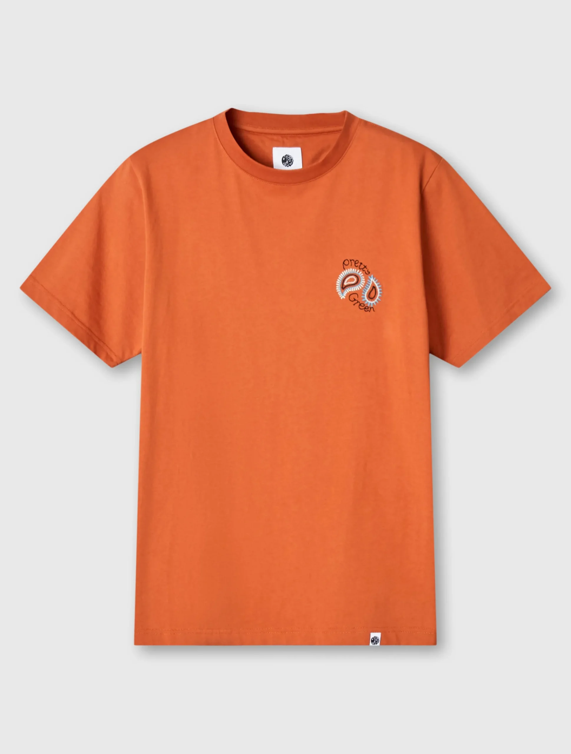 Pretty Green Wonderwall Paisley Motif T-shirt Orange Cheap