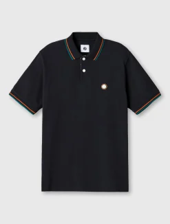 Pretty Green Wonderwall Paisley Placket Polo Black Store