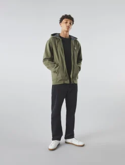 Pretty Green Wonderwall Zip Up Hoody Khaki Hot