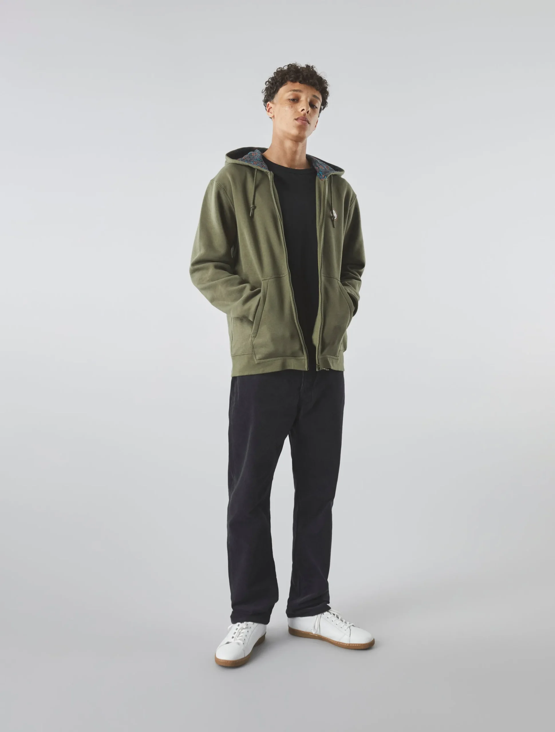 Pretty Green Wonderwall Zip Up Hoody Khaki Hot