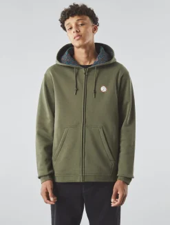 Pretty Green Wonderwall Zip Up Hoody Khaki Hot